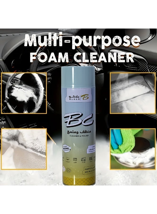 Bleco 650ml/22oz, Bleco Multi-functional Foam Cleaner Suitable for Car Interiors, Tires, Seats and Hard Surfaces, Large Capacity Durable Maintenance Cleaner, Safe & Non-destructive, no Need for Water Washing - Image 1